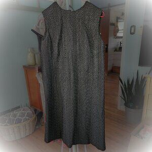 Vintage Black Lace Shift Midi 60s Dress Women M